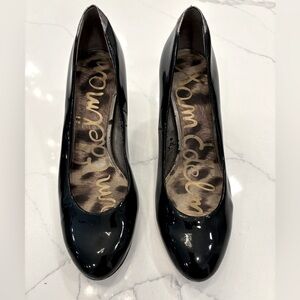 Sam Edelman black Patent leather heels, 7 1/2 gently worn round toe